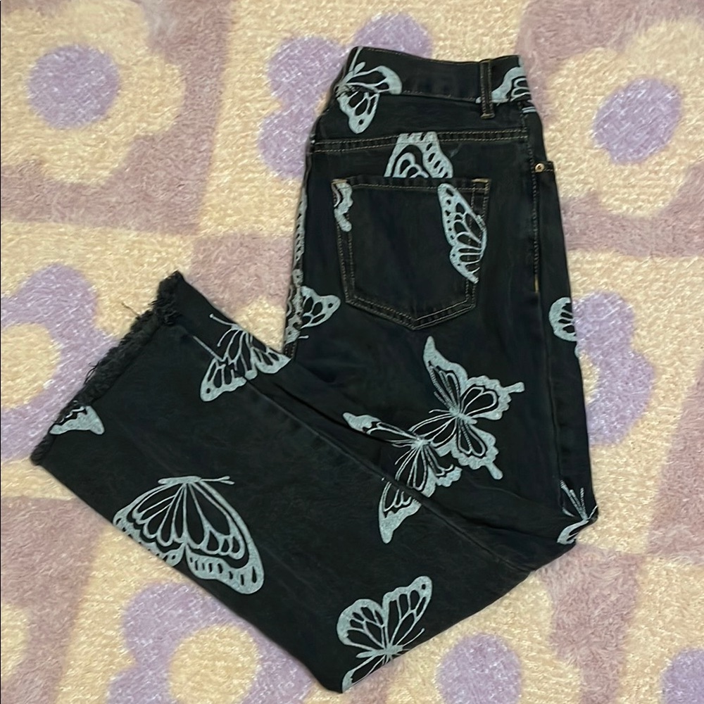 PacSun Black Denim with Butterfly Design